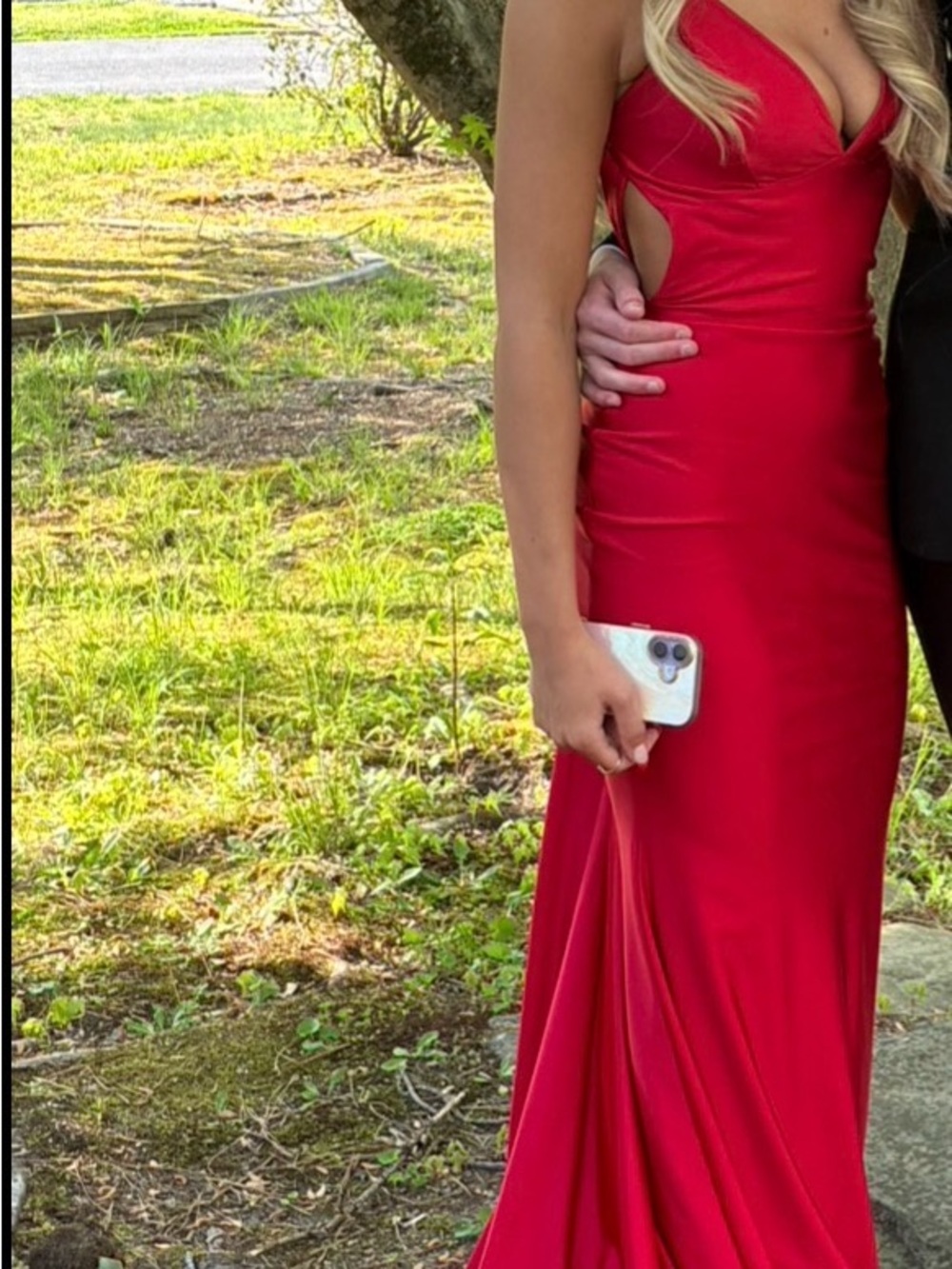Elegant Red Prom Dress with Cutout Sides